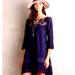 Anthropologie Dresses | Anthropologie Augusta Navy Crochet Swing Mini Dress 3/4 Sleeves Size Xs | Color: Blue | Size: Xs