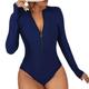 CBLdF Swimming Costume Women Black Long Sleeve Swimwear Sports One-piece Swimsuits Women's Swim Bath Bathing Suit Beachwear