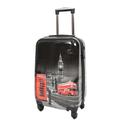 Divergent Retail DR645 Four Spinner Wheeled Suitcase Hard Shell London Night Print Luggage Black (Cabin Carry on)