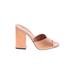 Paris Texas Sandals: Slip-on Chunky Heel Casual Tan Solid Shoes - Women's Size 38 - Open Toe