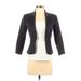 H&M Blazer Jacket: Short Gray Print Jackets & Outerwear - Women's Size 2