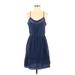 Aryn K. Casual Dress - Mini Scoop Neck Sleeveless: Blue Print Dresses - Women's Size Small