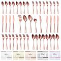 Kyraton Rose Gold Silverware Set 45 Pieces Service for 8, Titanium Copper Plating Flatware Sets Cutlery Set, Spoons and Forks Silverware Dishwasher Safe, First Apartment Must Haves Utensils Set