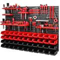 Tool Wall Storage System Stacking Boxes – Wall Shelf with 44 Pieces Stacking Boxes and Tool Holder – Workshop Shelving Unit Wall Plates
