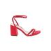 Sheln Sandals: Strappy Chunky Heel Feminine Red Solid Shoes - Women's Size 6 - Open Toe