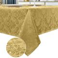 SASTYBALE Rectangle Jacquard Tablecloth - 60 x 84 Inch Spill Proof Wrinkle Resistant Damask Table Cloth, Soft Polyester Oblong Table Cover for Kitchen Parties Farmhouse, Champagne Golden