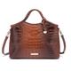 Makcr Joacbv Crocodile Pattern Top Handle Satchel Large Capacity Tote Bag Casual Versatile Commuter Bag Leather Shoulder Bag, 1-walnut Brown