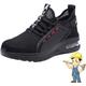 Ultra-Light Breathable Steel Toe Non-Slip Work Shoes,Men Comfortable Safety Sneakers,Lightweight Walking Tennis Shoes (Black, Adult, Men, 7.5, Numeric, UK Footwear Size System, Medium)