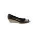 Cole Haan Flats: Pumps Wedge Work Brown Print Shoes - Women's Size 7 1/2 - Peep Toe