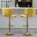 Velvet Adjustable Swivel Bar Stools Set Of 2 Modern Counter Height Barstools With Golden Color Base