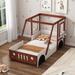 Twin Size Fun Play Design Loft Bed,Platform Bed In Car-Shaped For Kids Boys Girls Teens,White&Orange