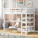 Twin Size Traditional Loft Bed With Storage Shelves And Under-bed Desk,Stable Guardrails,Kids Bedroom Set