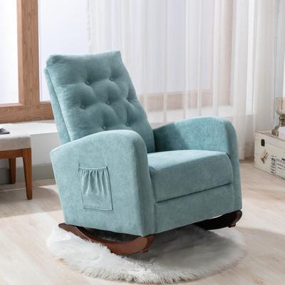 Modern Cotton Baby Room Rocking Chair Nursery Chair,Comfortable Rocker Fabric Padded Seat,High Back