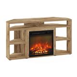 Furinno Jensen Corner TV Stand with Fireplace for TV up to 55 Inches