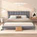 Grey Queen Size Elegant Upholstered Platform Bed With Soft Headboard,Wood Construction