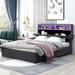 Queen Size Upholstered Platform Bed With Multiple Storage Headboard,LED,USB Charging And 2 Drawers,Height Adjustable