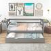 Grey Twin Size Daybed With Trundle And Foldable Shelves On Both Sides