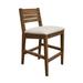 Texu 30 Inch Barstool Chair Set of 2, Peanut Brown Solid Wood, Fabric