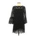 J.Crew Casual Dress - Mini Crew Neck 3/4 sleeves: Black Print Dresses - Women's Size 2 Petite