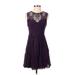 Free People Cocktail Dress - Party High Neck Sleeveless: Purple Print Dresses - Women's Size Small