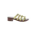 Sam Edelman Sandals: Slip On Chunky Heel Bohemian Green Print Shoes - Women's Size 7 - Open Toe