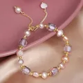 Bracelet de perles vintage pour femmes taille réglable bracelets en cristal violet beaux cadeaux