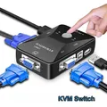 2bronchKVM-Commutateur VGA adaptateur USB 2.0 commutateur de câble contrôleur hôte pour