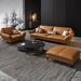 17 Stories Myrtie 3 - Piece Living Room Set Leather Match/Genuine Leather in Brown/Orange | 32.68 H x 110.24 W x 36.61 D in | Wayfair Living Room Sets