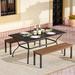 Red Barrel Studio® Barbarba 4 - Person Rectangular Outdoor Dining Set - 60" Long Dining Table, 2 Benches Metal in Brown | 60 W x 38 D in | Wayfair