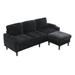 Black Sectional - Latitude Run® L-Shaped Couches For Living Room w/ Storage Ottoman 3 Seater Sofas Modern Linen Fabric Futon Sleeper Furniture Set Polyester | Wayfair