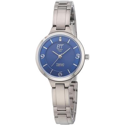 Solaruhr ETT "Solar Drive", silber (titanfarben, blau), Armbanduhren, Damen, Armbanduhr, Damenuhr, Titan Image