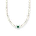 Choker THOMAS SABO "Choker Perlen mit grünem Stein, KE2183-082-6-L42V" Halsketten Gr. 42, Silber 925 (Sterlingsilber)-Perlen, grün (silberfarben, grün, weiß, grün) Damen Brautschmuck