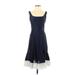 Draper James Casual Dress - A-Line Scoop Neck Sleeveless: Blue Print Dresses - Women's Size 0