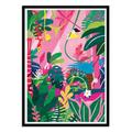 JUNGLE - Affiche d'art avec Cadre bois noir - 50 x 70 cm