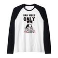 Lustige Katze Bad Vibes Only Skulls Antisozial Halloween Raglan