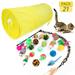 Tripumer 21Pcs Cat Toys Kitten Toy Set Folding Yellow Polka Dot Cat Tunnel Indoor Interactive Pet Toys Teaser Stick Cat Feather Toys Colorful Mouse Plush Balls Bell Balls Toys Kit Kitten Bunny Puppy