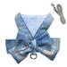 Dog Harness and Leash Set with Bow Knot No Pull Pet Floral Harness with D-Ring Soft Mesh Dog Harness Vest Set Escape Proof Princess Puppy Harness for Small Girl Dogs Cats (Blue-XS)
