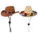 2pcs Dogs and Cats Hats Pet Cowboy Hat Straw Hat Party Headwear Puppy Hats Cosplay Pet Photo Props