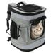 Solaris Adjustable Pet Carrier Backpack for Dogs and Cats Puppies Portable Cat Carrier Backpack with Bottle Pocket Two Mesh Window for Breath Gray