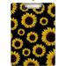 Wellsay Vintage Sunflower Floral Black Clipboards for Kids Student Women Men Letter Size Plastic Low Profile Clip 9 x 12.5 in Silver Clip