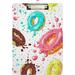 Wellsay Donut Food Dessert Polka Dot Clipboards for Kids Student Women Men Letter Size Plastic Low Profile Clip 9 x 12.5 in Sliver Clip