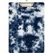 Wellsay Shibori Tie Dye Batik Navy Blue Clipboards for Kids Student Women Men Letter Size Plastic Low Profile Clip 9 x 12.5 in