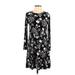 Old Navy Casual Dress - A-Line Crew Neck Long sleeves: Black Print Dresses - Women's Size Small