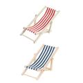 Red 2 Pcs Cloth Birch Infant Sofa Deck Chair Model Chaise Longue Casual Seaside