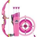Pink Bow & Arrow Archery Set for Girls Toy Bow & Arrow That Lights Up for Outdoor Play with 3 Suction Cup Arrows Target & Quiver Practice Archery Set for Children Ages 4 & Up
