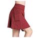 Ploknplq Tennis Skirt Skort for Women Solid Mini Length Black Skirt for Women Mini Skirt Red S