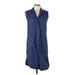 Banana Republic Factory Store Casual Dress - Shirtdress Collared Sleeveless: Blue Print Dresses - Women's Size Small