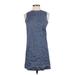 Theory Casual Dress - Mini Crew Neck Sleeveless: Blue Print Dresses - Women's Size 00