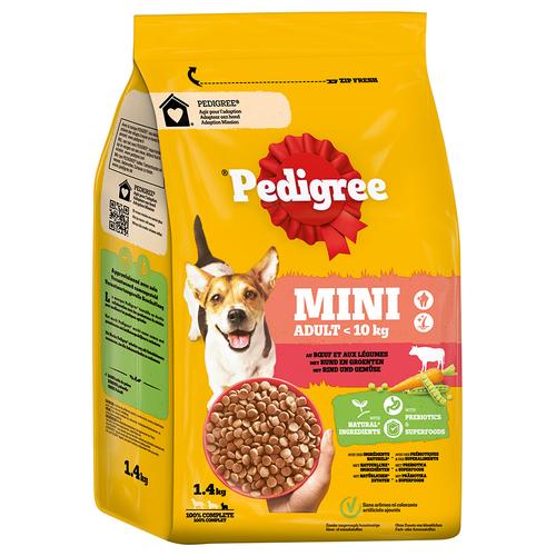 1,4kg Pedigree Mini Adult <10kg mit Rind und Gemüse Hundefutter trocken