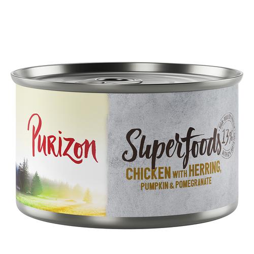 Purizon Superfoods 24 x 140 g - Huhn mit Hering, Kürbis und Granatapfel